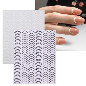 JMEOWIO 9 Sheets French Tip Line Nail Art Stickers Decals Self-Adhesive Pegatinas Uñas Colorful Nail Supplies Nail Art Design Decoration Accessories