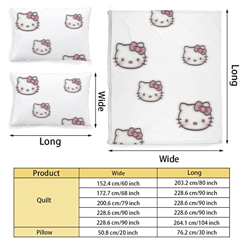 Hello Cat Kitty Anime Cartoon Bedding Set Boys Girls Women Man 100% Cotton Duvet Cover and Pillow Cases 3 Pieces Bedroom Bed Set Hello Cat Kitty Merch