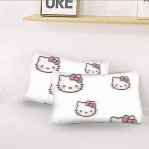 Hello Cat Kitty Anime Cartoon Bedding Set Boys Girls Women Man 100% Cotton Duvet Cover and Pillow Cases 3 Pieces Bedroom Bed Set Hello Cat Kitty Merch