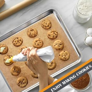 2Pcs Baking Sheet Pan Set (16inch), Joyfair Stainless Steel Large Cookie Sheets, Commercial Metal Pans Tray Oven Bakeware for Jelly Roll/Bread/Bacon, Non Toxic & Healthy, Rust-free & Dishwasher Safe