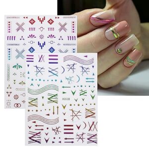 JMEOWIO 12 Sheets Moon Star Nail Art Stickers Decals Self-Adhesive Pegatinas Uñas Colorful Nail Supplies Nail Art Design Decoration Accessories