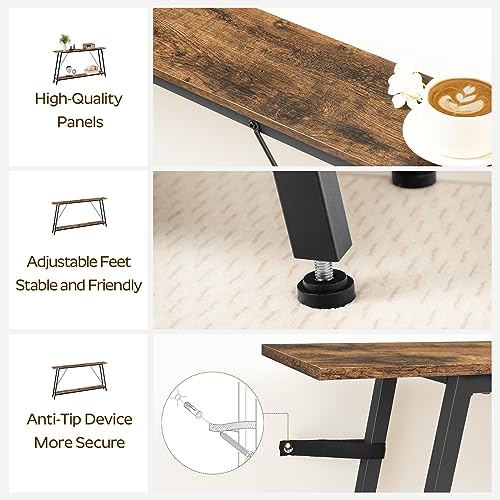 YATINEY 71" Console Table, Narrow Entryway Table, Extra Long Sofa Tables, Industrial Hallway Table for Entryway, 2-Layer Console Sofa Table Behind Couch, Rustic Brown and Black CT18BR