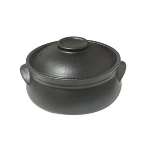 korean premium stoneware black casserole clay pot with lid,for cooking hot pot dolsot bibimbap and soup .(1100ml)