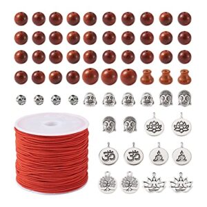 bestewelry 324pcs 8mm natural sandalwood bead bracelet making kit round mala bead buddha head lotus om symbol alloy beads & pendants elastic cords for bracelets diy jewelry making