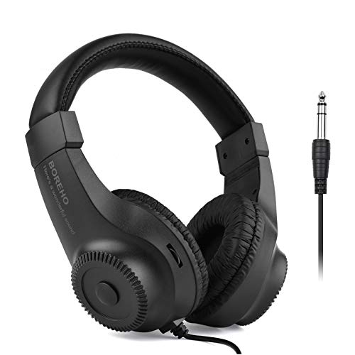 LINXING Wired Stereo Headphones Over-Ear Headset with 50mm Driver 6.5mm Plug for Recorg ing Music Appreciation Black (NOT for PC)