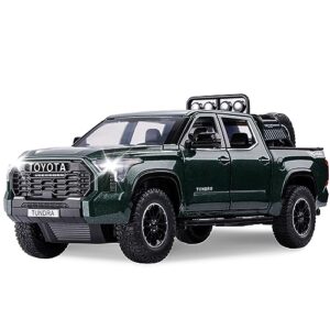sasbsc tundra truck toys for 3 4 5 6 7 year old boys off-road pickup toy trucks for boys age 3-5 diecast metal trucks with light and sound pull back toy cars birthday gift for kids green