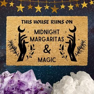 this house runs on midnight margaritas and magic practical magic welcome mat non slip floor mat for home bathroom kitchen entrance 16 x 24 inch