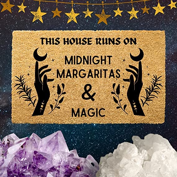 This House Runs On Midnight Margaritas and Magic Practical Magic Welcome Mat Non Slip Floor Mat for Home Bathroom Kitchen Entrance 16 x 24 inch