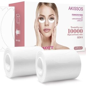 Lash Foam Pads - Akissos Gen II 250 Pcs Eyelash Foam Tape Under Eye Pads for Eyelash Extensions Lift Professional Beauty Salon Supplies Super Soft No Slip Hypoallergenic Gel Free - 2 Rolls