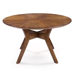 Uolfin Round Dining Table for 6, Solid Wood, 52-Inch