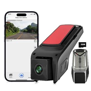 dash cam 1080p car camera, wifi dash camera for cars with free 32gb sd card, car camera with night vision, 170°wide angle, g-sensor, wdr, loop recording, 24h parking monitor, high definition recording