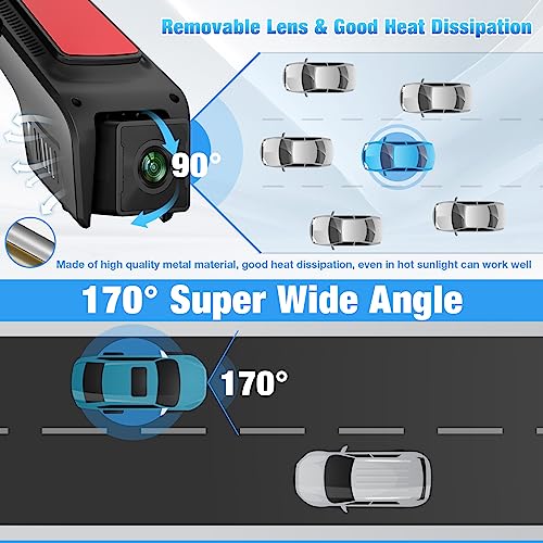 Dash Cam 1080P Car Camera, WiFi Dash Camera for Cars with Free 32GB SD Card, Car Camera with Night Vision, 170°Wide Angle, G-Sensor, WDR, Loop Recording, 24H Parking Monitor, High Definition Recording