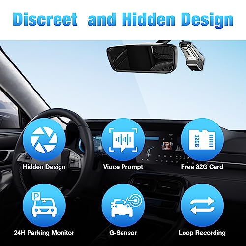 Dash Cam 1080P Car Camera, WiFi Dash Camera for Cars with Free 32GB SD Card, Car Camera with Night Vision, 170°Wide Angle, G-Sensor, WDR, Loop Recording, 24H Parking Monitor, High Definition Recording