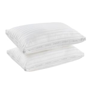 glaciman gusseted bed pillows standard size set of 2, hotel quality pillows 2 pack for side and back sleepers, breathable cover and soft down alternative filling,white piping,20x26 inches
