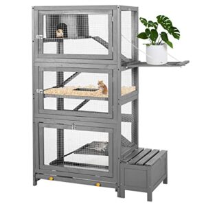 Hamster Cage 55" H 6-Tier Large Critter Nation Cage for Chinchilla Ferret Rat Squirrel Lizard Chameleon Small Animal W/Removable Tray and Wide Ramp, Anti-Chewing, Grey