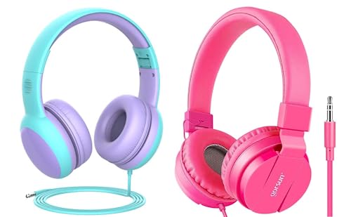 gorsun Kids Headphones with Limited Volume, Toddler Headphones for Boys and Girls, Children's Headphone Over Ear, Wired Headset Earphones for Children