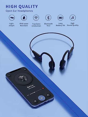 WETCEAOM Bone Conduction Headphones Bluetooth 5.3, Open-Ear Headphones Wireless IPX6 Waterproof Headphones with Microphones,Type-C Charging,Sport Headphones for Running,Cycling,Driving