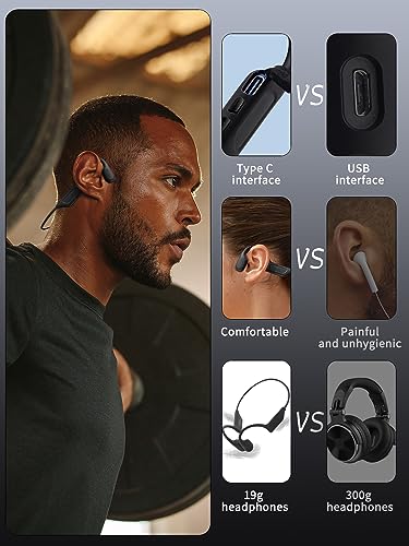 WETCEAOM Bone Conduction Headphones Bluetooth 5.3, Open-Ear Headphones Wireless IPX6 Waterproof Headphones with Microphones,Type-C Charging,Sport Headphones for Running,Cycling,Driving