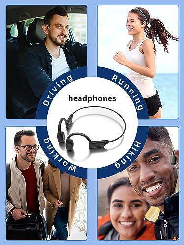 WETCEAOM Bone Conduction Headphones Bluetooth 5.3, Open-Ear Headphones Wireless IPX6 Waterproof Headphones with Microphones,Type-C Charging,Sport Headphones for Running,Cycling,Driving