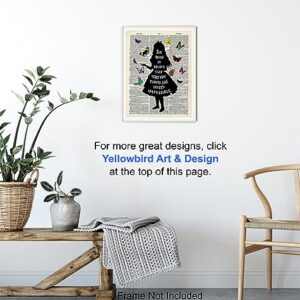 Alice in Wonderland Butterfly Wall Art 11x14 - Home Office, Girl, Kids Room Decor - Positive Quotes Wall Decor - Cheshire Cat, Mad Hatter - Lewis Carroll Quote Poster with Alice in Wonderland Decor