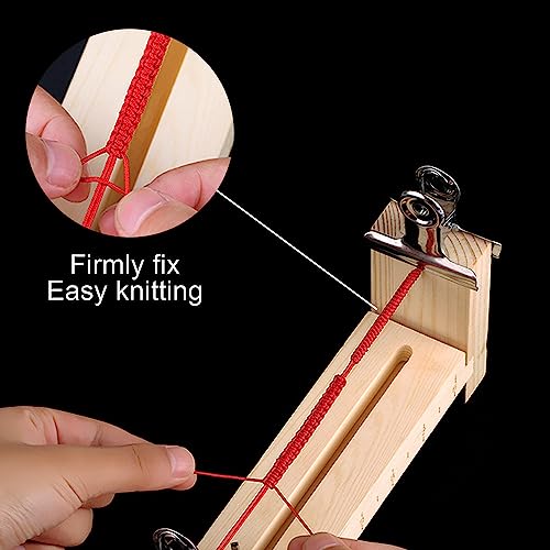 HOMURY Wooden Jig Bracelet Maker: Three Legs Bracelet Braiding Tool with Clamp Wooden Jig Bracelet Maker Hand Knitting Accessory Bracelet Maker, Adjustable Hand Knitting Bracelet Jig for DIY Bracelet