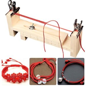 HOMURY Wooden Jig Bracelet Maker: Three Legs Bracelet Braiding Tool with Clamp Wooden Jig Bracelet Maker Hand Knitting Accessory Bracelet Maker, Adjustable Hand Knitting Bracelet Jig for DIY Bracelet