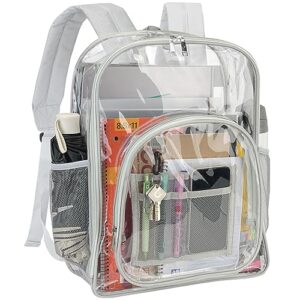 baleine clear backpack for girls, clear backpacks for school, heave duty pvc clear bags clear bookbag (grey)