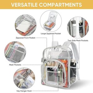 BALEINE Clear Backpack for Girls, Clear Backpacks for School, Heave Duty PVC Clear Bags Clear bookbag (Grey)