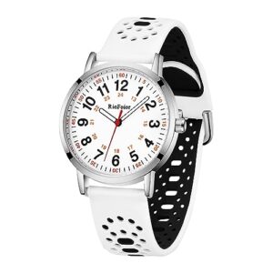 riofoior nurse watch for nurse,nursing student,medical professionals,doctors,with variety colors,second hand and 24 hour,easy to read waterproof watch（white-black）
