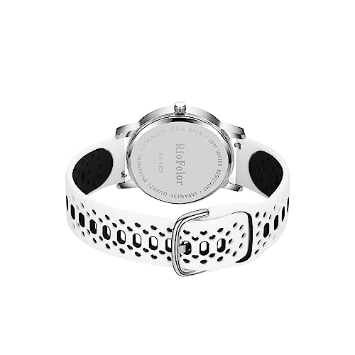 RioFoior Nurse Watch for Nurse,Nursing Student,Medical Professionals,Doctors,with Variety Colors,Second Hand and 24 Hour,Easy to Read Waterproof Watch（White-Black）