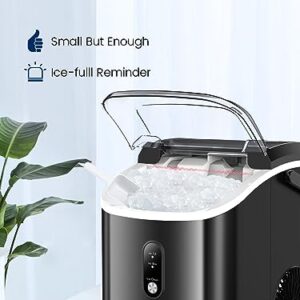 Kndko Nugget Ice Maker Countertop,34lbs/Day,Portable Crushed Ice Machine,Self Cleaning with One-Click Design & Removable Top Cover,Soft Chewable Pebble Ice Maker for Home Bar Camping RV,Black Basic