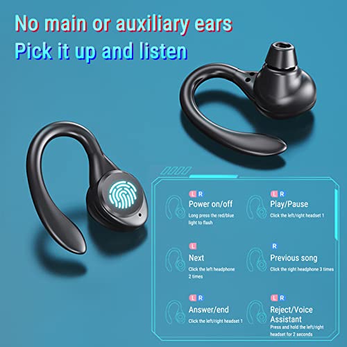 Wireless Earbuds Noise Cancelling Bluetooth 5.3 Headphones with Charging Case and Cool Light Dual Mode Gaming Headset Low Latency Headphones with Earhooks Open Ear Headphones Premium Sound Earphones