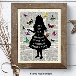 Alice in Wonderland Quote Art 11x14 - Funny Sayings Wall Decor - Alice in Wonderland Decor - Trendy Room Decor - Womens Bedroom Decor - Office Decoration - Inspirational Quotes - Lewis Carroll