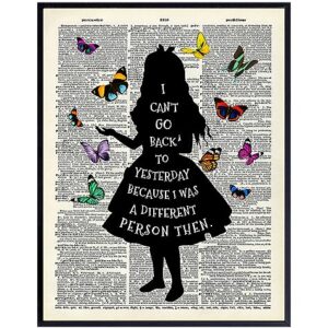 Alice in Wonderland Quote Art 11x14 - Funny Sayings Wall Decor - Alice in Wonderland Decor - Trendy Room Decor - Womens Bedroom Decor - Office Decoration - Inspirational Quotes - Lewis Carroll