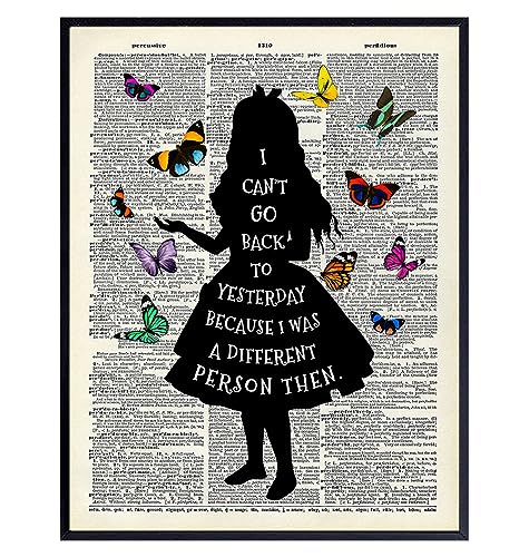 Alice in Wonderland Quote Art 11x14 - Funny Sayings Wall Decor - Alice in Wonderland Decor - Trendy Room Decor - Womens Bedroom Decor - Office Decoration - Inspirational Quotes - Lewis Carroll