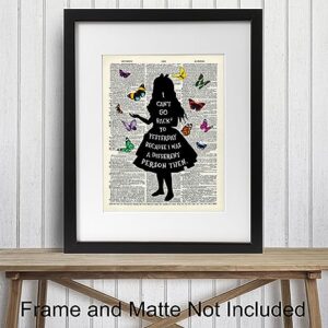 Alice in Wonderland Quote Art 11x14 - Funny Sayings Wall Decor - Alice in Wonderland Decor - Trendy Room Decor - Womens Bedroom Decor - Office Decoration - Inspirational Quotes - Lewis Carroll