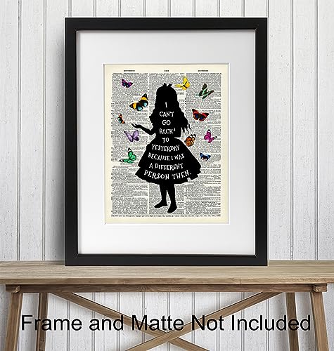 Alice in Wonderland Quote Art 11x14 - Funny Sayings Wall Decor - Alice in Wonderland Decor - Trendy Room Decor - Womens Bedroom Decor - Office Decoration - Inspirational Quotes - Lewis Carroll