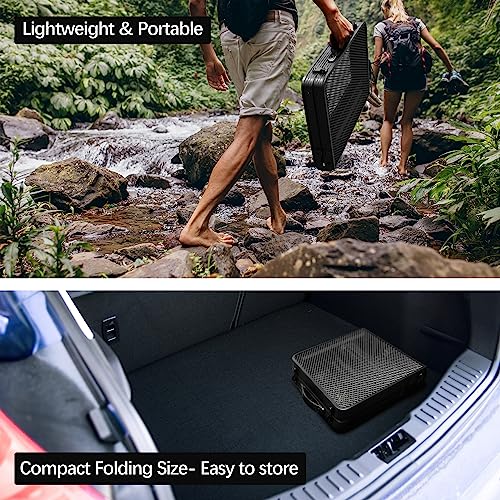 ALZEROOE Metal Camping Picnic FoldingTable, Portable Grill BBQ Side Table- Lightweight, Compact & Height Adjustable Collapsible Patio Outdoor Table