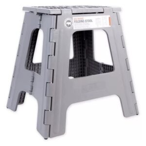 kikkerland rhino tall folding step stool (grey)
