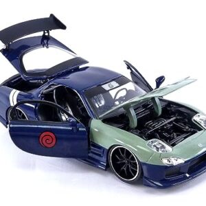 Jada Toys Naruto 1:24 1995 Mazda RX-7 Die-Cast Car & 2.75" Kakashi Hatake Figure, Blue,Green