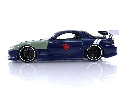 Jada Toys Naruto 1:24 1995 Mazda RX-7 Die-Cast Car & 2.75" Kakashi Hatake Figure, Blue,Green