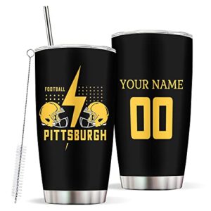 nmdswov pittsburgh 20oz tumbler stainless steel vacuum insulated mug with lid, double wall travel mug, durable powder coated coffee cup, suitable for ice drinks and hot beverage