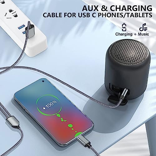 USB C to 3.5mm Car Aux Cable, 2 in 1 USB C to 3.5mm Car Stereo Aux Headphone Jack Cable with USB C Charging Compatible with Galaxy S23/S22 Ultra/S21/S21FE/S20, Google Pixel 7/7Pro/6, iPhone 15/15Pro