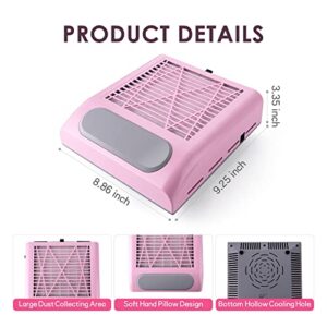 ZUZUXIA Powerful 80W Nail Dust Collector for Acrylic Nails Fan Vent Vacuum Duster Collecter with 2 Reusable Filters & 1 Brush