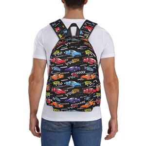 Zisqerts Racing Car Backpack 16 Inches Lightweight Travel Laptop Backpack