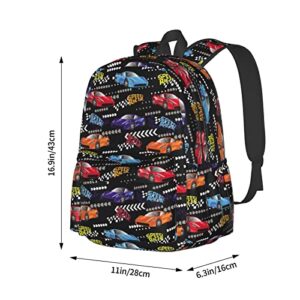 Zisqerts Racing Car Backpack 16 Inches Lightweight Travel Laptop Backpack