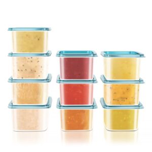 mosville 10 pcs small containers with lids, 4 oz airtight and stackable salad dressing container to go and bpa free condiment containers, baby food containers microwave & dishwasher safe……