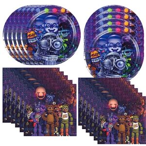 gysixgaosu 40pack five nights party supplies party supplies include 20 plates, 20 napkins for the five nights party supplies birthday party decoration