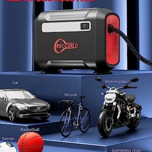 ROCGORLD R8 Tire Inflator Portable Air Compressor, DC 12V Air Compressor Portable with Large Dual Digital Screen, 3X Faster Inflation Air Pump for Car, Bike, Ball, Motor