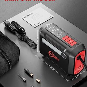 ROCGORLD R8 Tire Inflator Portable Air Compressor, DC 12V Air Compressor Portable with Large Dual Digital Screen, 3X Faster Inflation Air Pump for Car, Bike, Ball, Motor